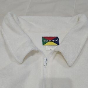 Weekenders Cream Zip-Up Terry Cloth Jacket size 3XL